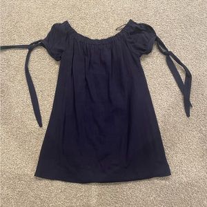 Al Fresco Evenings Navy Blue Off-the-Shoulder Dress